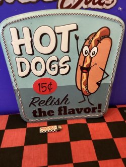 画像1: アンティークエンボスプレート（HOT DOGS　ホットドッグ ）