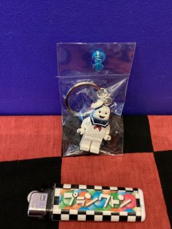 画像1: LEGO風ブロック　キャラクターキーホルダー(ゴーストバスターズ　マシュマロマン)