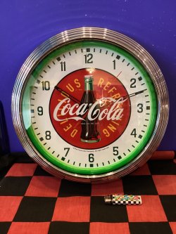 画像1: コカコーラ　ネオンクロック　壁掛け時計（ビン）