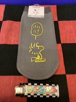画像1: スヌーピー　レディース靴下　ラバープリントソックス　（ウッドストック/グレー）　45