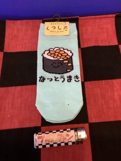 画像1: おえかきさんシリーズ　レディース靴下（おすしさん　なっとうまき) 