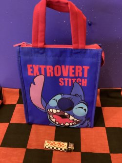 画像1: ディズニー　保冷ランチバッグスクエアM（スティッチ　ブルー）
