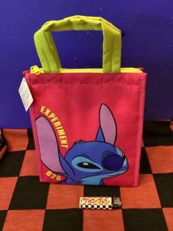 画像1: ディズニー　保冷ランチバッグスクエアM（スティッチ　ピンク）
