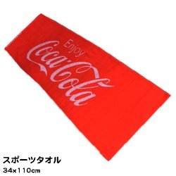 画像1: コーラ　ジャガード　スポーツタオル(レッド　ロゴ)