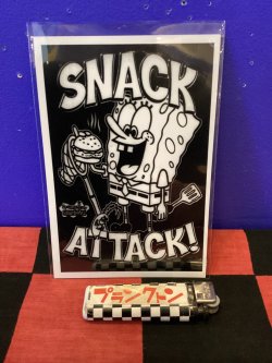 画像1: ポストカード（スポンジボブ/モノクロ/SNACK ATTACK!)