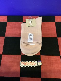 画像1: スヌーピー　レディース靴下　ソックス（タグ付き　スヌーピー　ピンク）６５