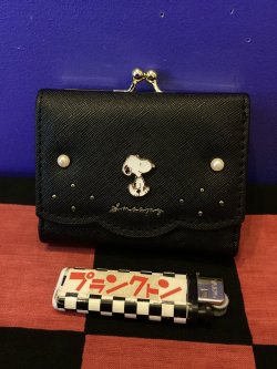画像1: スヌーピー　クチガネミニサイフ　コンパクト財布　（ブラック）
