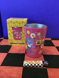 画像1: スポンジボブ　ステンレスタンブラー(ピンク）