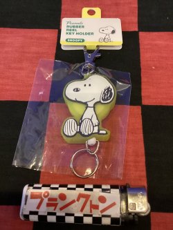 画像1: スヌーピー　ラバーリールキーホルダー（スヌーピー）