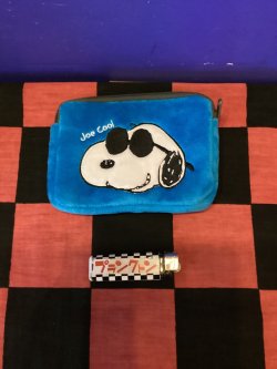 画像1: スヌーピー　ミニティッシュポーチ付きパスケース(ジョークール／ブルー)