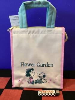画像1: スヌーピー　保冷ランチバッグスクエアM（フラワーガーデン/FROWER GARDEN）
