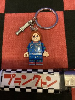 画像1: LEGO風ブロック　キャラクターキーホルダー(チャイルドプレイ/チャッキー/ナイフ)