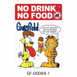 画像1: ガーフィールド　プラサインプレート（ＮO DRINK  NO FOOD）