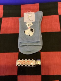 画像1: スヌーピー　レディース靴下　もこもこスヌーピーソックス　（スヌーピー　クスミブルー）11
