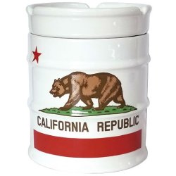 画像1: ドラム缶アッシュトレイ　陶器灰皿（カリフォルニアベア　ホワイト）
