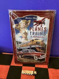 画像1: アンティーク風メタルプレート（PLANES TRAINS)