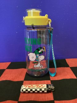 画像1: スヌーピー　ドリンクボトル　ネックストラップ付き　（クリア/イエロー/フライングエース）