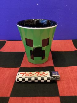 画像1: マインクラフト　マイクラ　メラミンカップ（MINECRAFT /グリーン×ブラック）