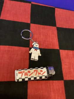 画像1: LEGO風ブロック　キャラクターキーホルダー(ゴーストバスターズ　マシュマロマン）