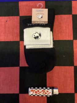 画像1: スヌーピー　レディース靴下（レイヤーソックス/ブラック/ジョークール)