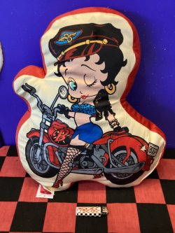 画像1: ダイカットクッション（ベティー/バイク）