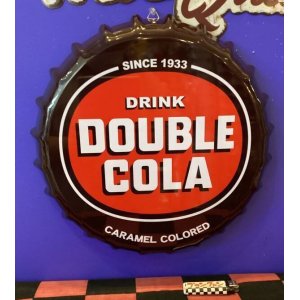 画像: サインプレート（ボトルキャップ/DOUBLE DRINK/DOUBLE COLA）