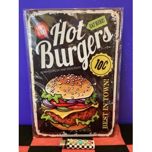 画像: アンティーク風メタルプレート（HOT Burgers/ハンバーガー)