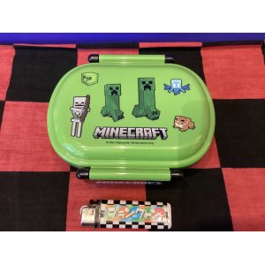 画像: マインクラフト　タイトランチボックス　一段（グリーン/丸型）