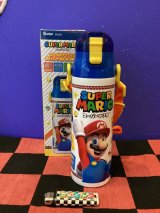 画像: スーパーマリオブラザーズ　ロック付きワンプッシュダイレクトステンレスボトル（580ml/ブルー×ホワイト）