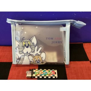 画像: トム&ジェリー フチイロクリアポーチ(アップ/ライトブルー)