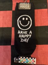 画像: レディース靴下　（スマイル/ブラック/HAVE A HAPPY DAY YELLOW）