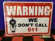画像1: アメリカンプラサインプレート（WARNING/911）