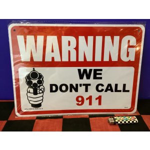 画像: アメリカンプラサインプレート（WARNING/911）