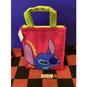 画像: ディズニー　保冷ランチバッグスクエアM（スティッチ　ピンク）
