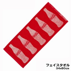 画像: コーラ　ジャガードフェイスタオル(レッド　ビン)