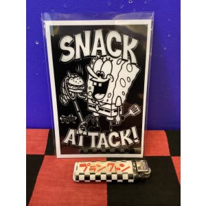 画像: ポストカード（スポンジボブ/モノクロ/SNACK ATTACK!)