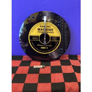画像: ガラス　ウォールクロック　壁掛け時計（レコード/イエロー）