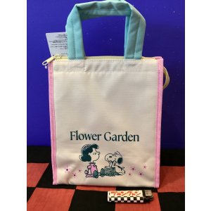 画像: スヌーピー　保冷ランチバッグスクエアM（フラワーガーデン/FROWER GARDEN）