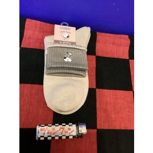 画像: スヌーピー　レディース靴下　レイヤーソックス　（ツートン　ベージュ　グレー）60