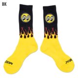 画像: ムーンアイズ　ハイソックス　ボーダーソックス　靴下（MOON /FLAMIN/炎/ブラック）