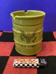 画像1: ドラム缶アッシュトレイ　陶器灰皿（USアーミー/ARMY/イエローグリーン）
