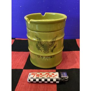 画像: ドラム缶アッシュトレイ 陶器灰皿(USアーミー/ARMY/イエローグリーン)