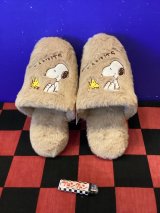画像: スヌーピー　ボアスリッパ(スヌーピー＆ウッドストック　　ベージュ）
