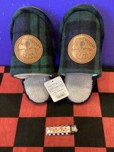 画像: スヌーピー　外縫いスリッパ(チェック　グリーン）