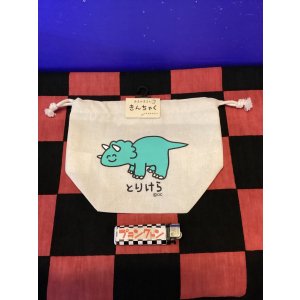 画像: マチ付き巾着（おえかきさん/とりけら）