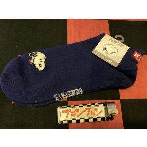 画像: スヌーピー　バックポイント　レディース靴下（ロゴ/ネイビー）41