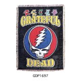 画像: デッドベア(グレイトフル・デッド)　フリンジタペストリー　（ブルー）