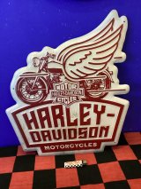 画像: アンティークエンボスプレート(HARLEY バイク翼)