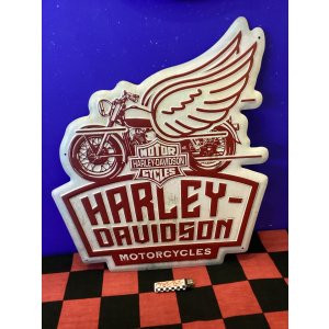 画像: アンティークエンボスプレート(HARLEY バイク翼)