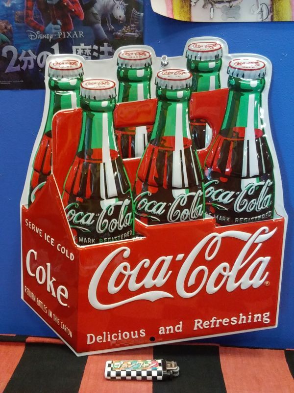 画像1: コカ・コーラ　エンボスメタルサインプレート（COKE BOTTLE）
